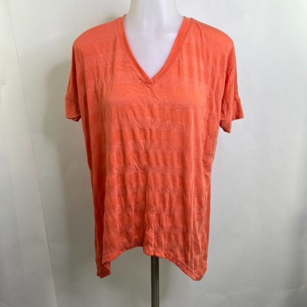 GGO Top XS Orange Striped Tee Shirt V Neck Girls Gone Organic Bamboo Recycled Ne